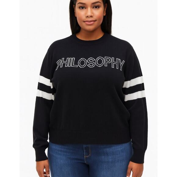Philosophy sweater black white spell out SZ XS lightweight - Picture 1 of 7